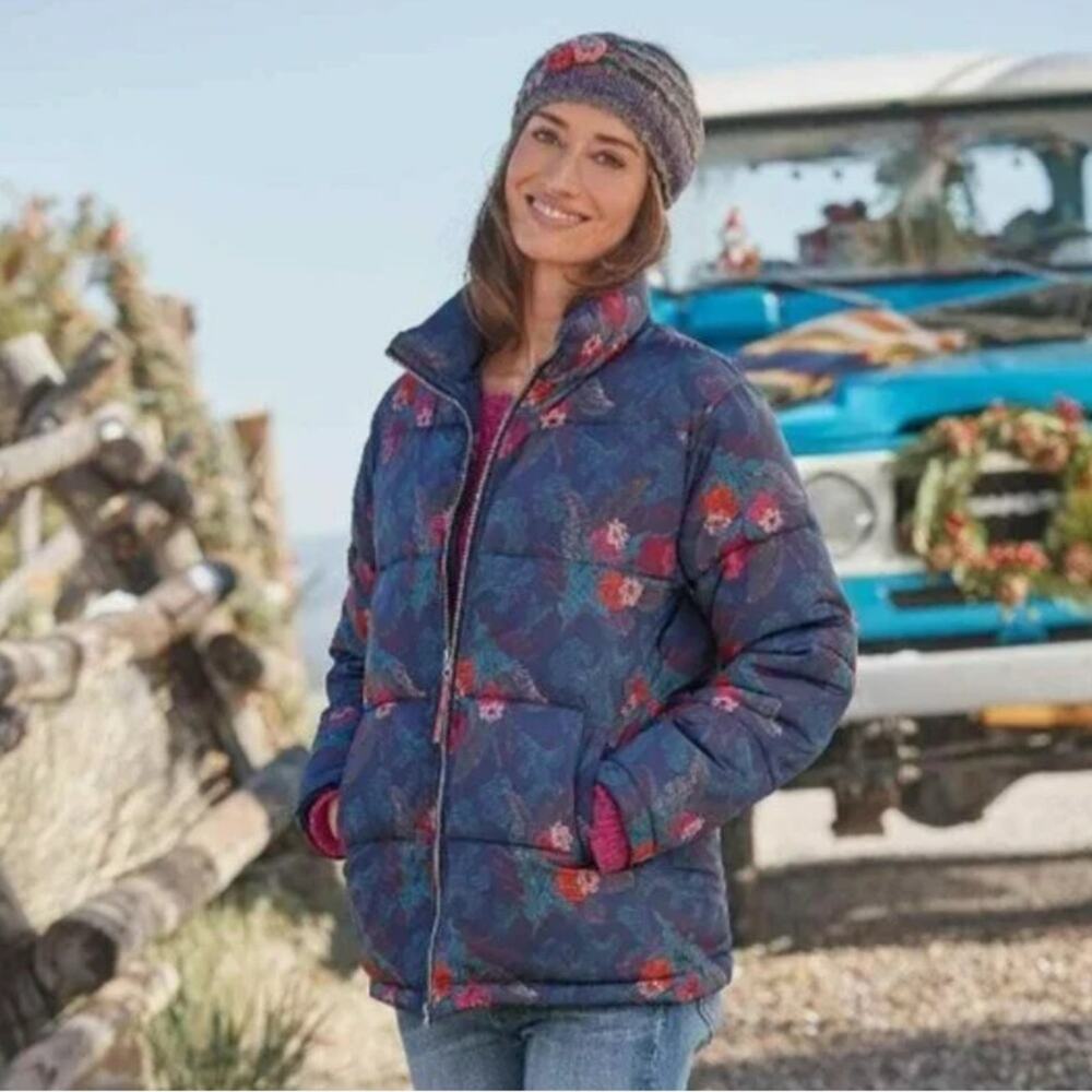 Sundance Anthropologie Jacket Women’s Kimmy Puffer Coat‎ Floral Print Insulated